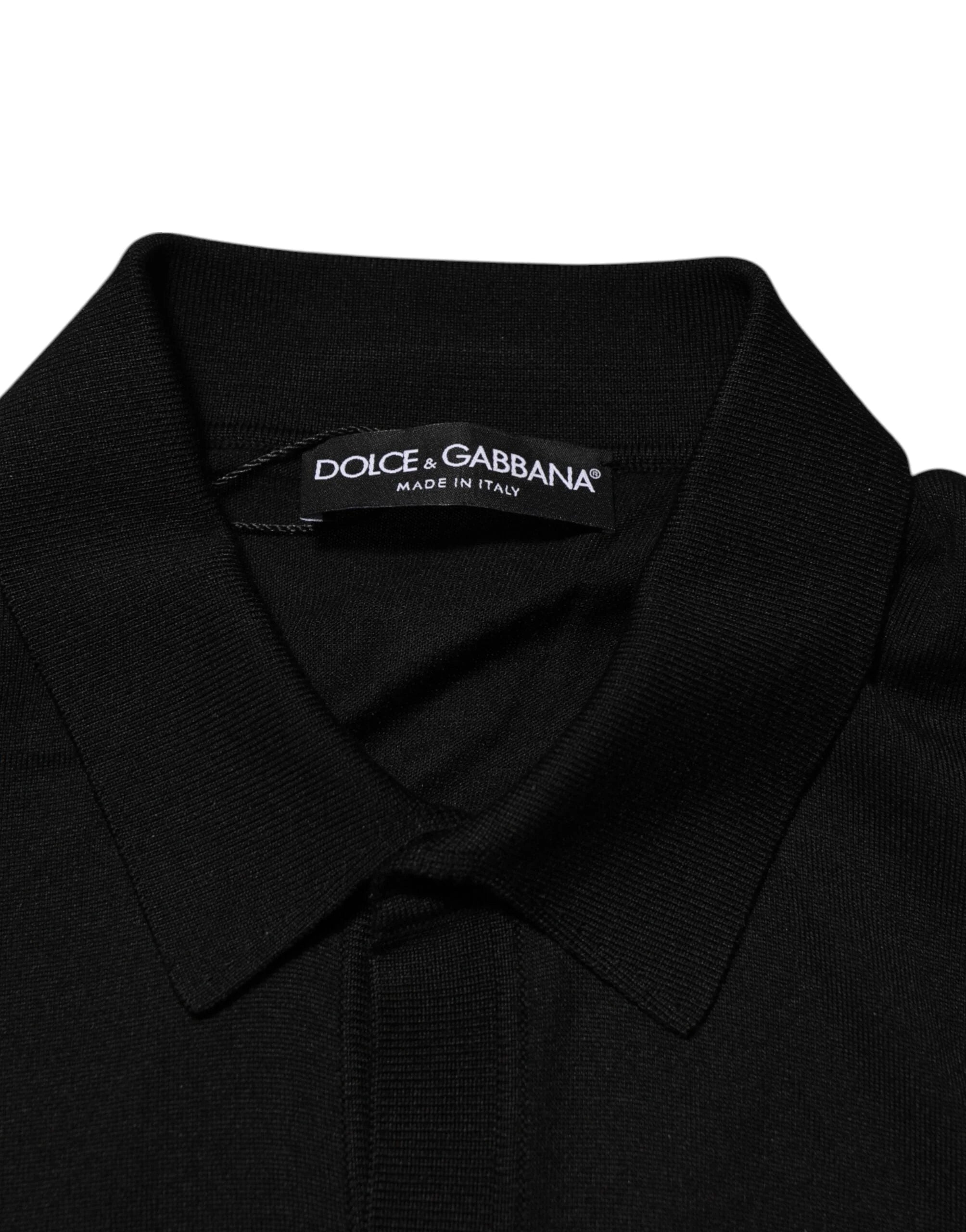 Dolce & Gabbana Black Silk Button Up Lightweight Sweater - IT48 | M - Sweaters