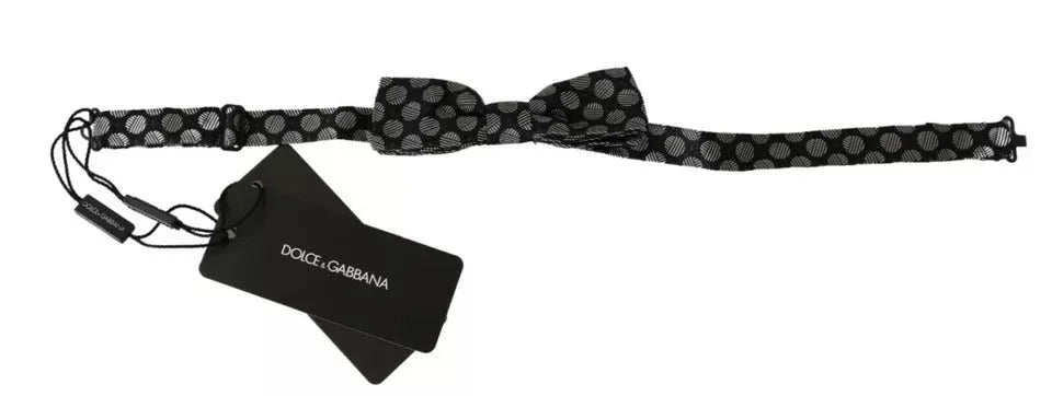 Dolce & Gabbana Black Silk Circles Men Necktie Bow Tie - Neckties