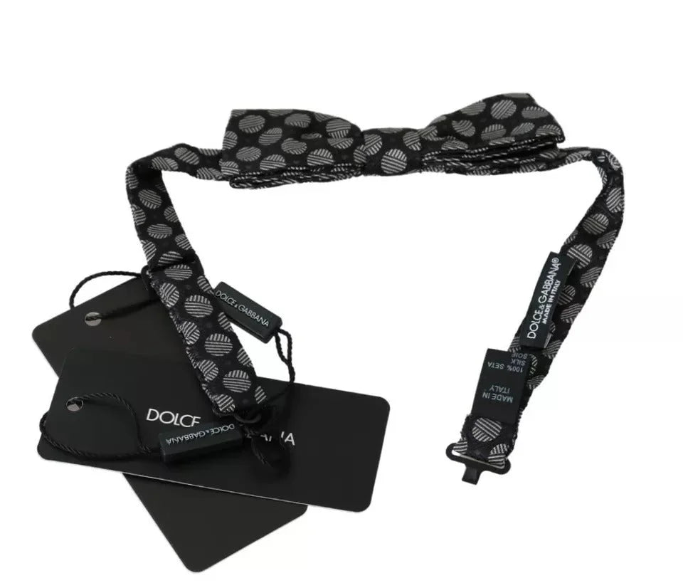 Dolce & Gabbana Black Silk Circles Men Necktie Bow Tie - Neckties