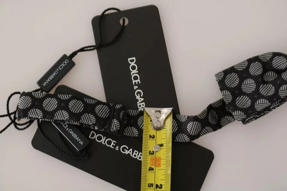 Dolce & Gabbana Black Silk Circles Men Necktie Bow Tie - Neckties