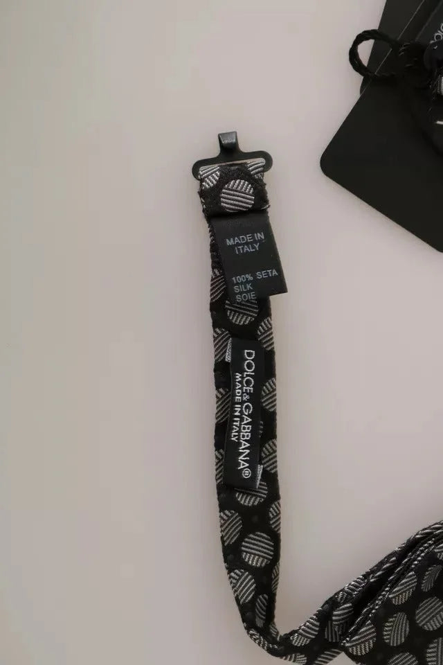 Dolce & Gabbana Black Silk Circles Men Necktie Bow Tie - Neckties