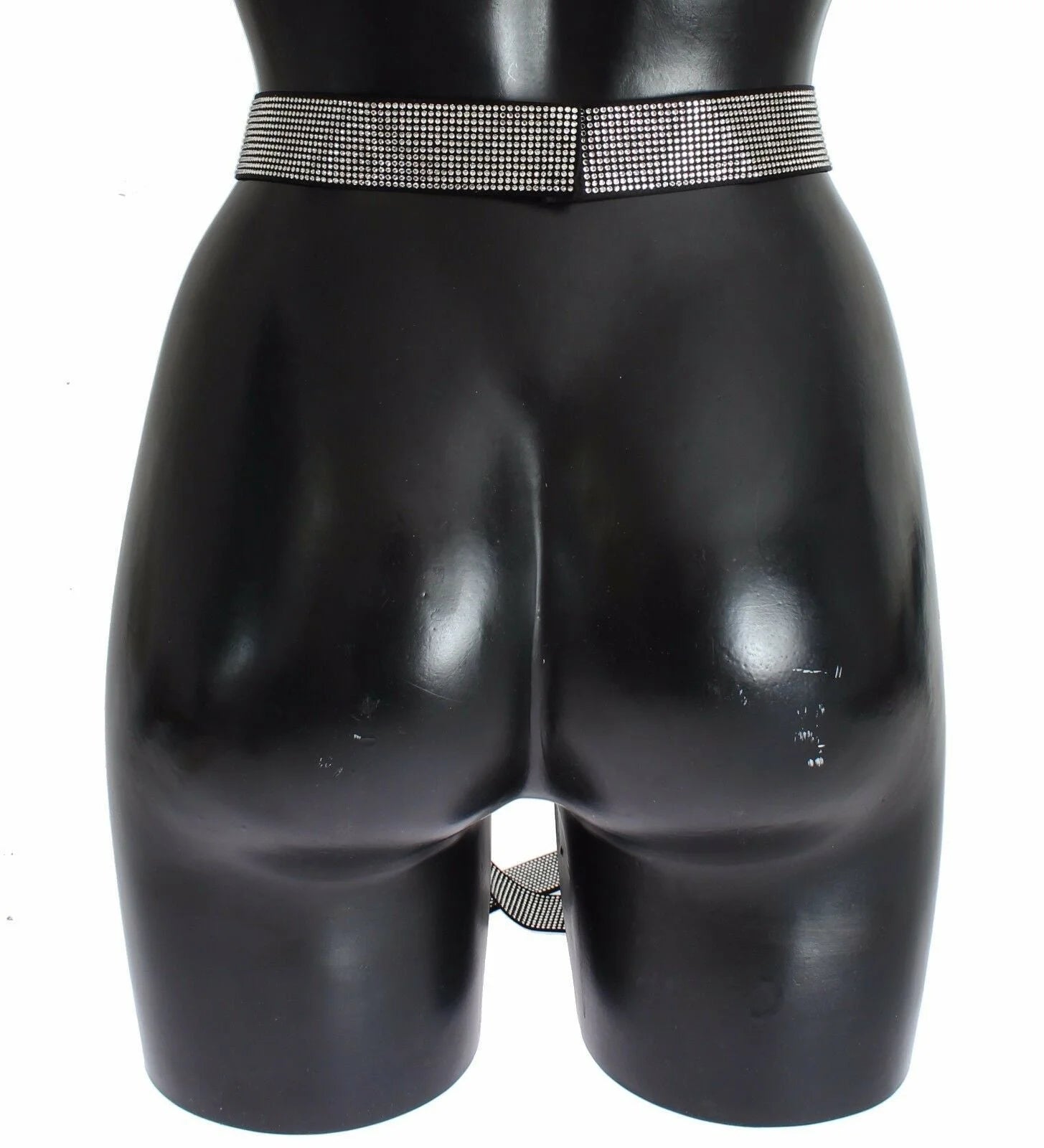 Dolce & Gabbana Black Silk Clear Crystal Bow Waist Belt - S