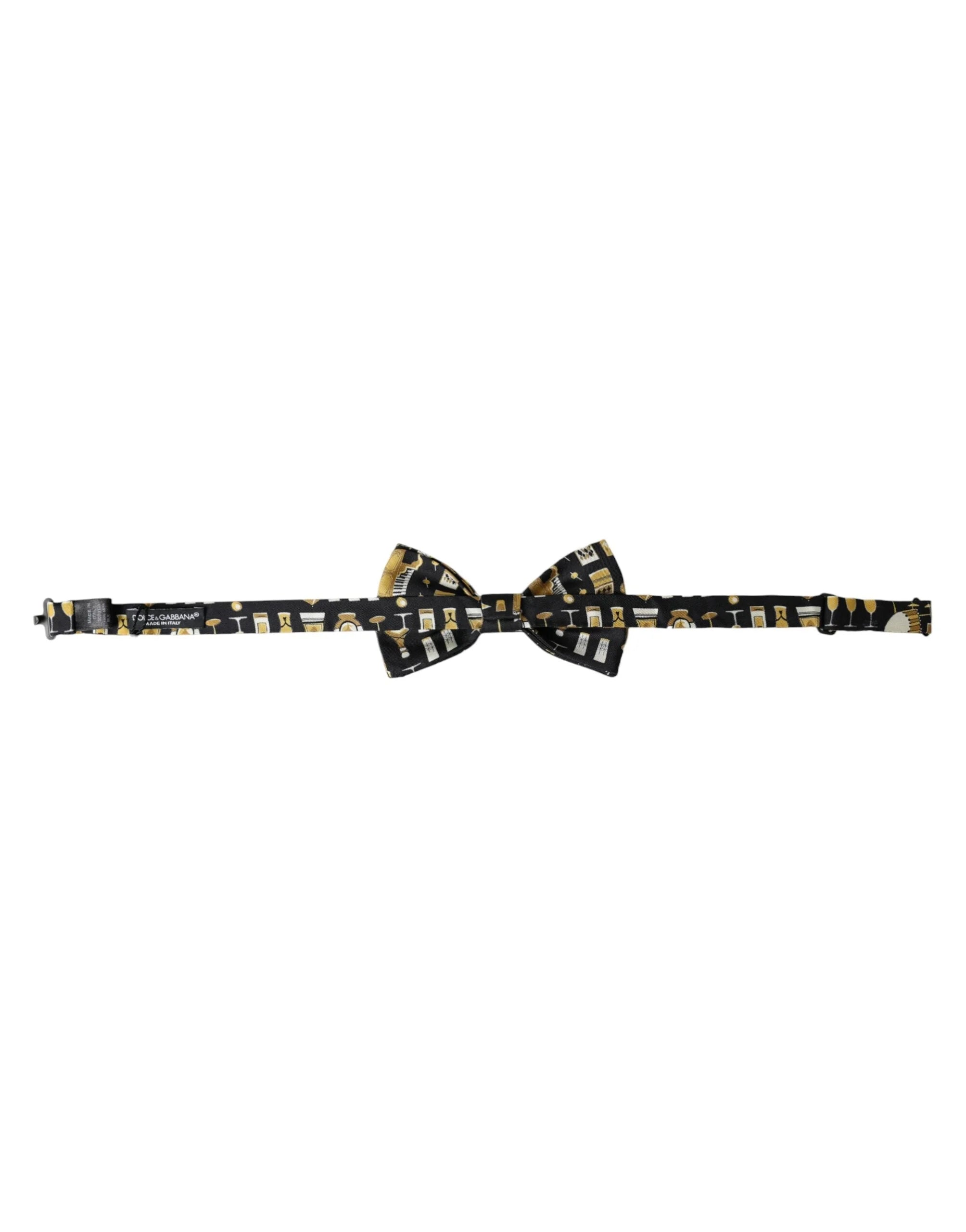 Dolce & Gabbana Black Silk Cocktail Adjustable Neck Men Bow Tie - Neckties