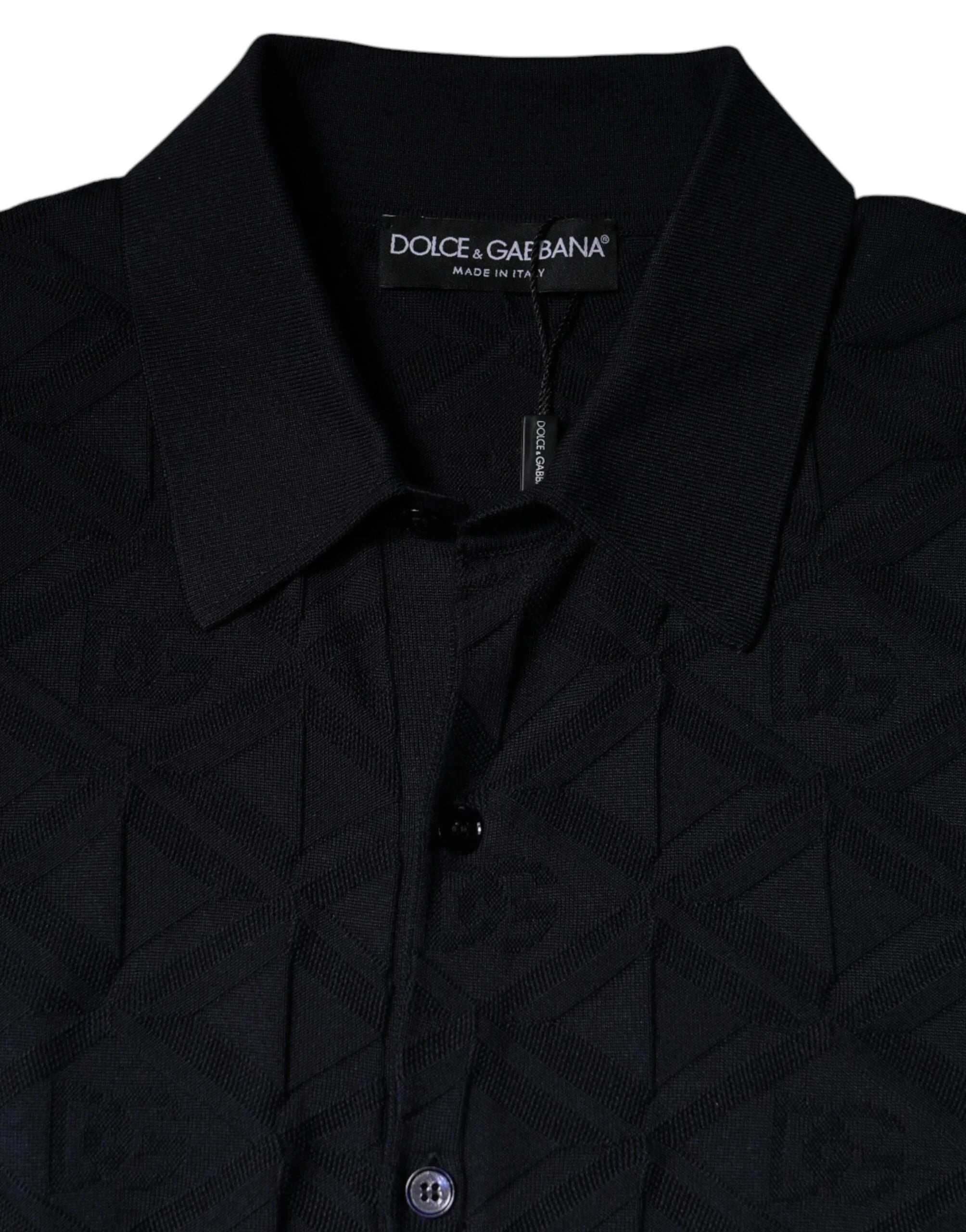 Dolce & Gabbana Black Silk Crew Neck Men Cardigan Sweater - IT48 | M - Cardigans