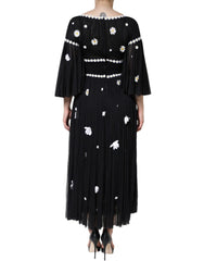 Dolce & Gabbana Black Silk Daisy A-line Long Maxi Dress - IT40|S - Dresses