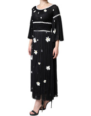 Dolce & Gabbana Black Silk Daisy A-line Long Maxi Dress - IT40|S - Dresses