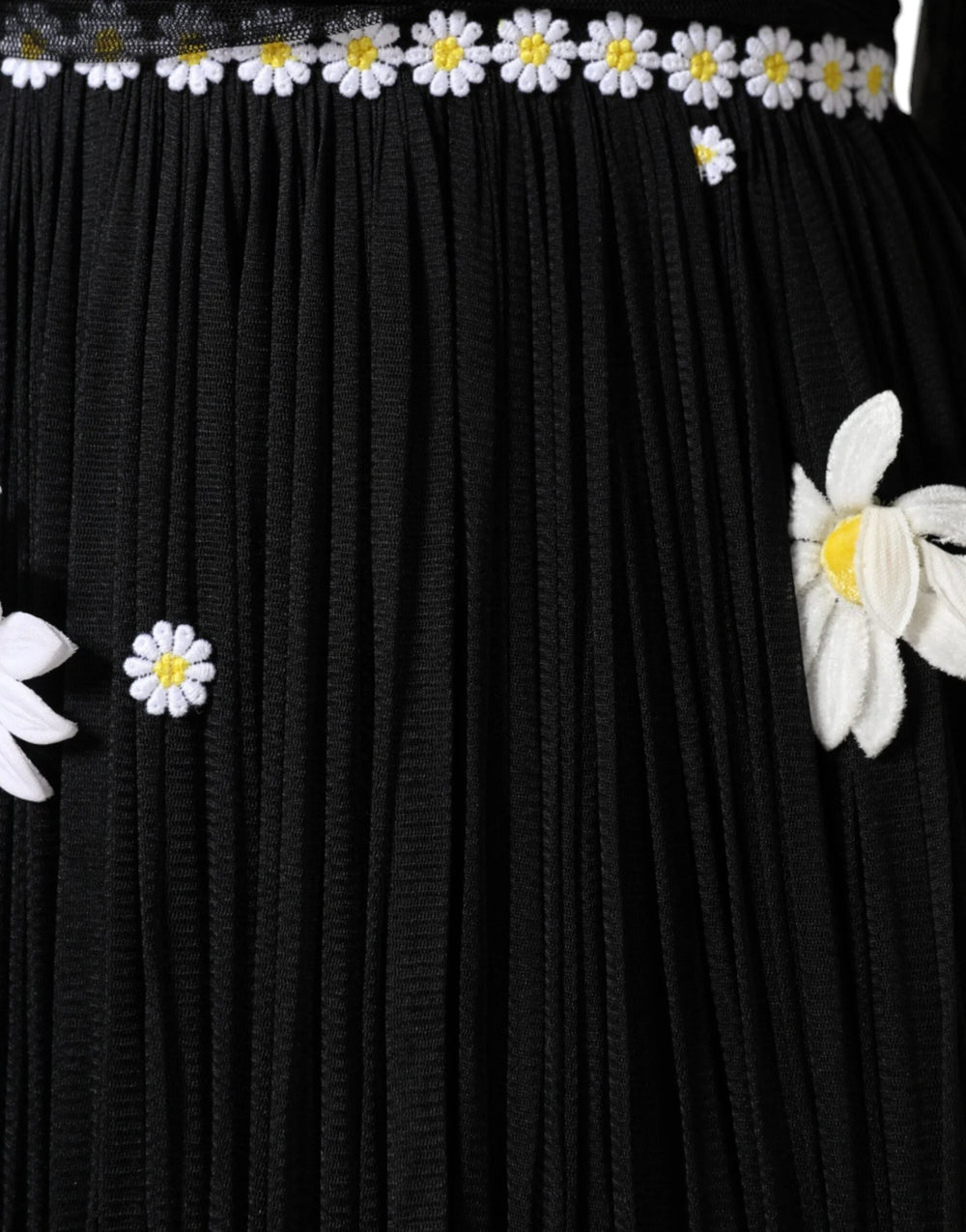 Dolce & Gabbana Black Silk Daisy A-line Long Maxi Dress - IT40|S - Dresses