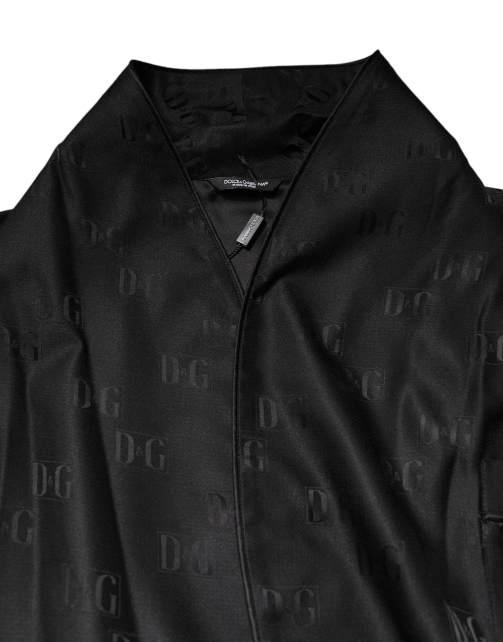 Dolce & Gabbana Black Silk DG Logo Men Wrap Robe Coat Jacket - IT46 | S - Wrap Coats