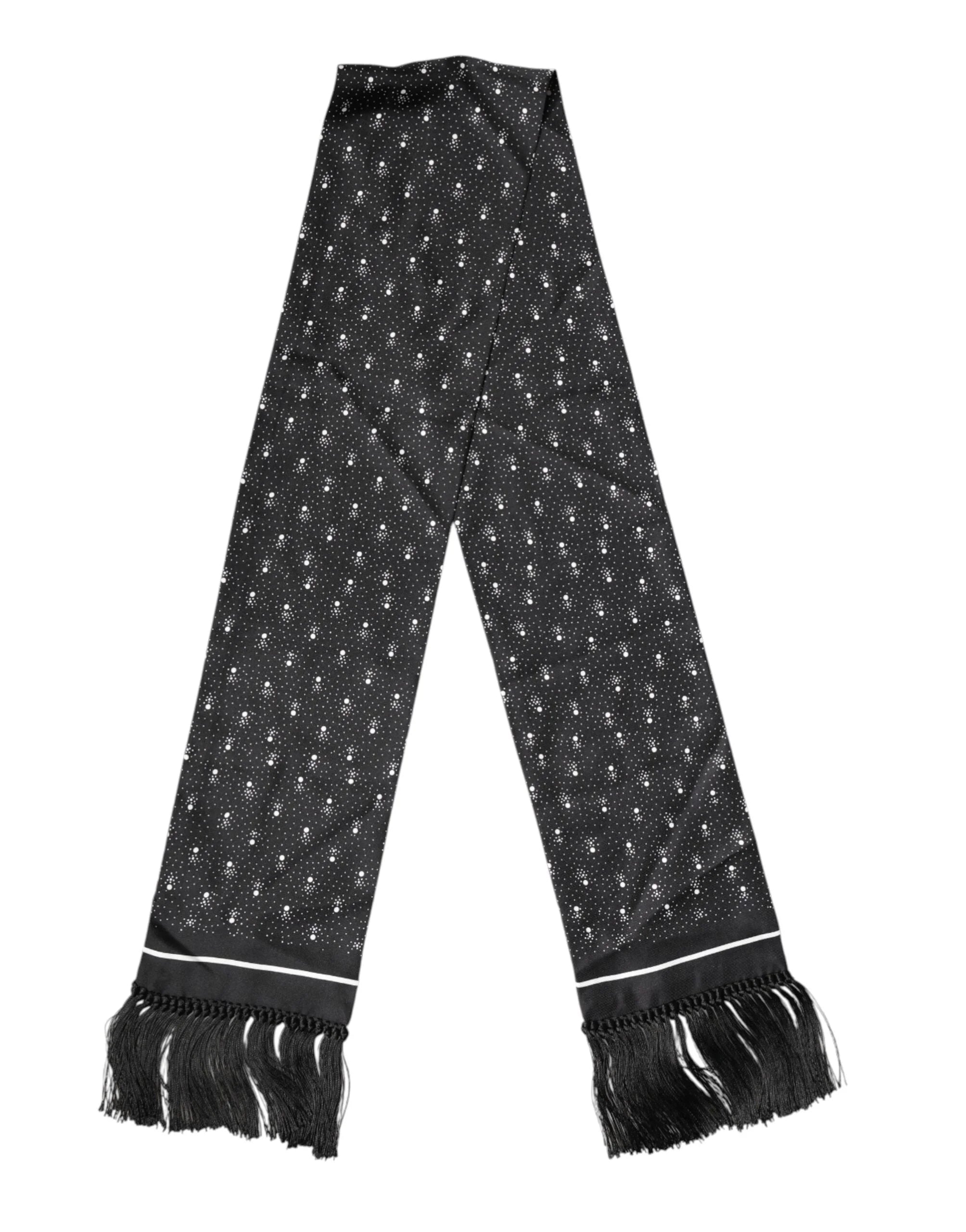Dolce & Gabbana Black Silk Dotted Men Neck Wrap Shawl Scarf