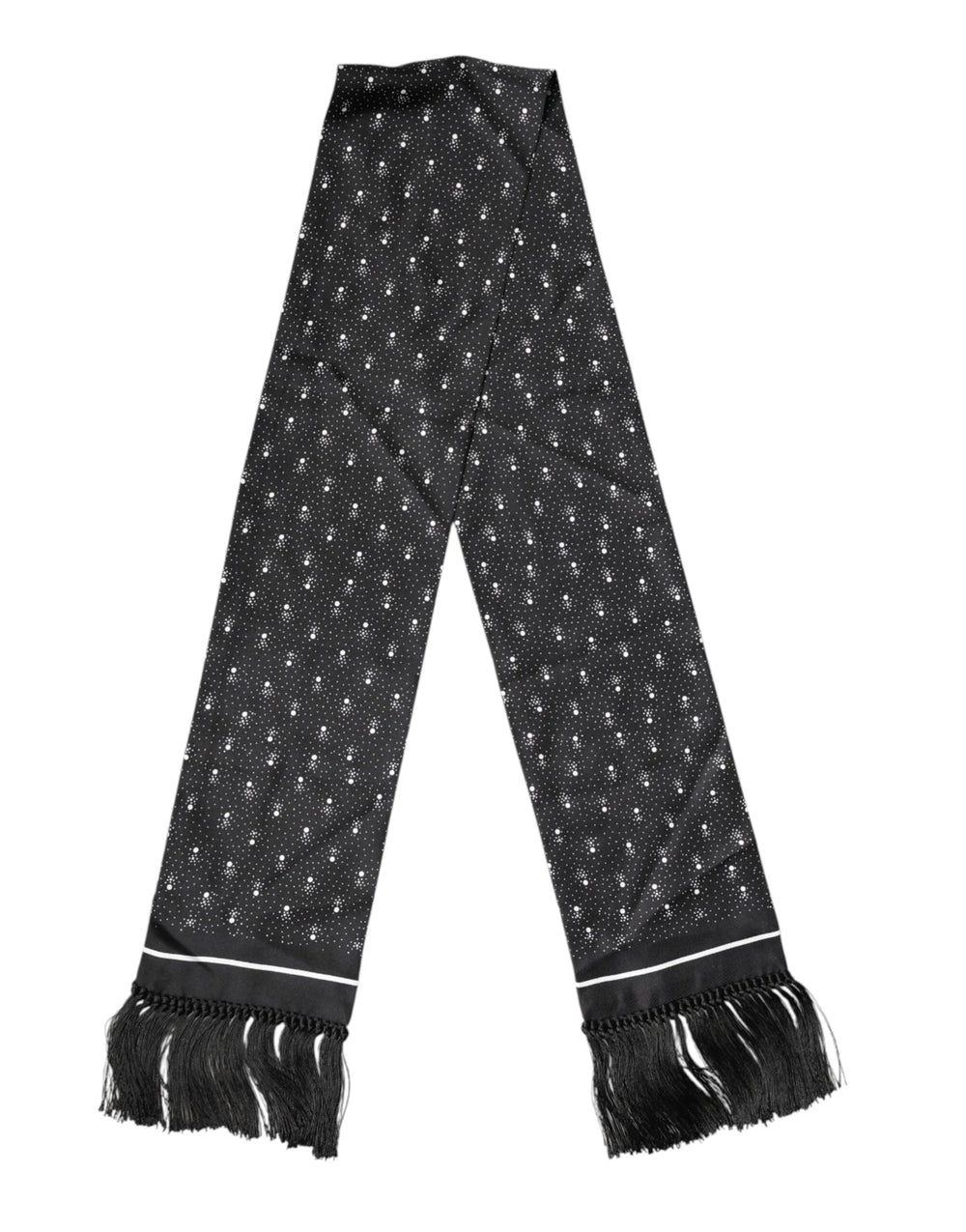 Dolce & Gabbana Black Silk Dotted Men Neck Wrap Shawl Scarf