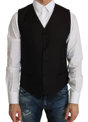 Dolce & Gabbana Black Silk Dress Waistcoat - IT48 | M - Vests
