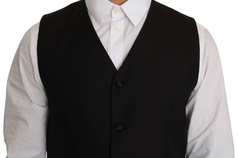 Dolce & Gabbana Black Silk Dress Waistcoat - IT48 | M - Vests