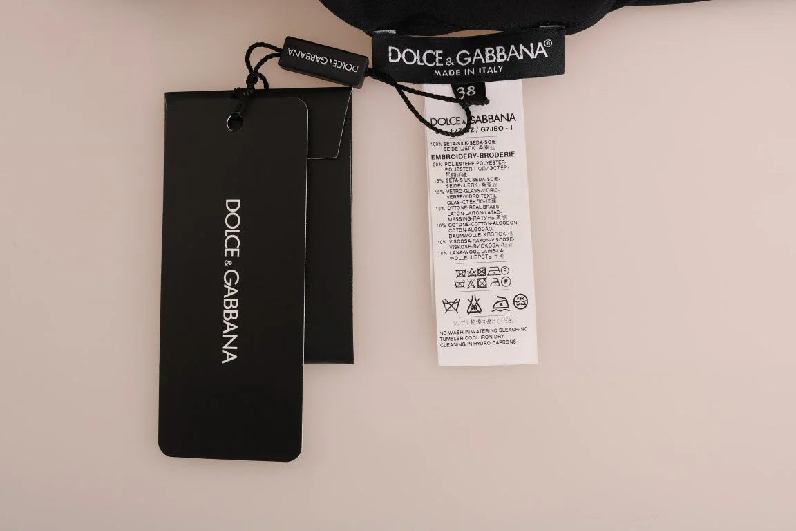 Dolce & Gabbana Black Silk Fairy Tale Top Crystal Blouse - Blouses