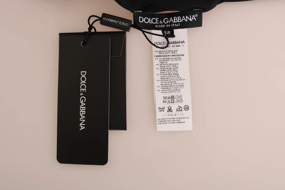 Dolce & Gabbana Black Silk Fairy Tale Top Crystal Blouse - Blouses