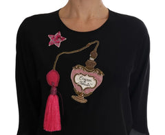 Dolce & Gabbana Black Silk Fairy Tale Top Crystal Blouse - Blouses