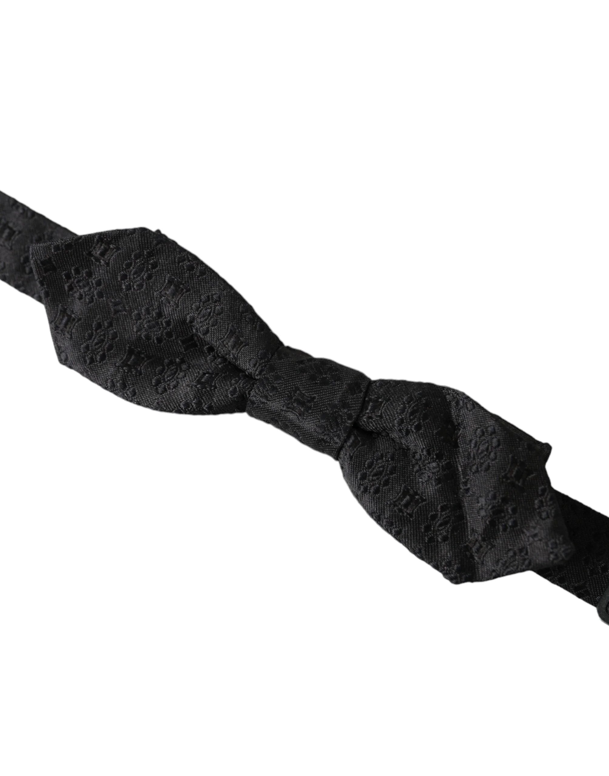 Dolce & Gabbana Black Silk Fantasy Adjustable Neck Men Bow Tie - Neckties