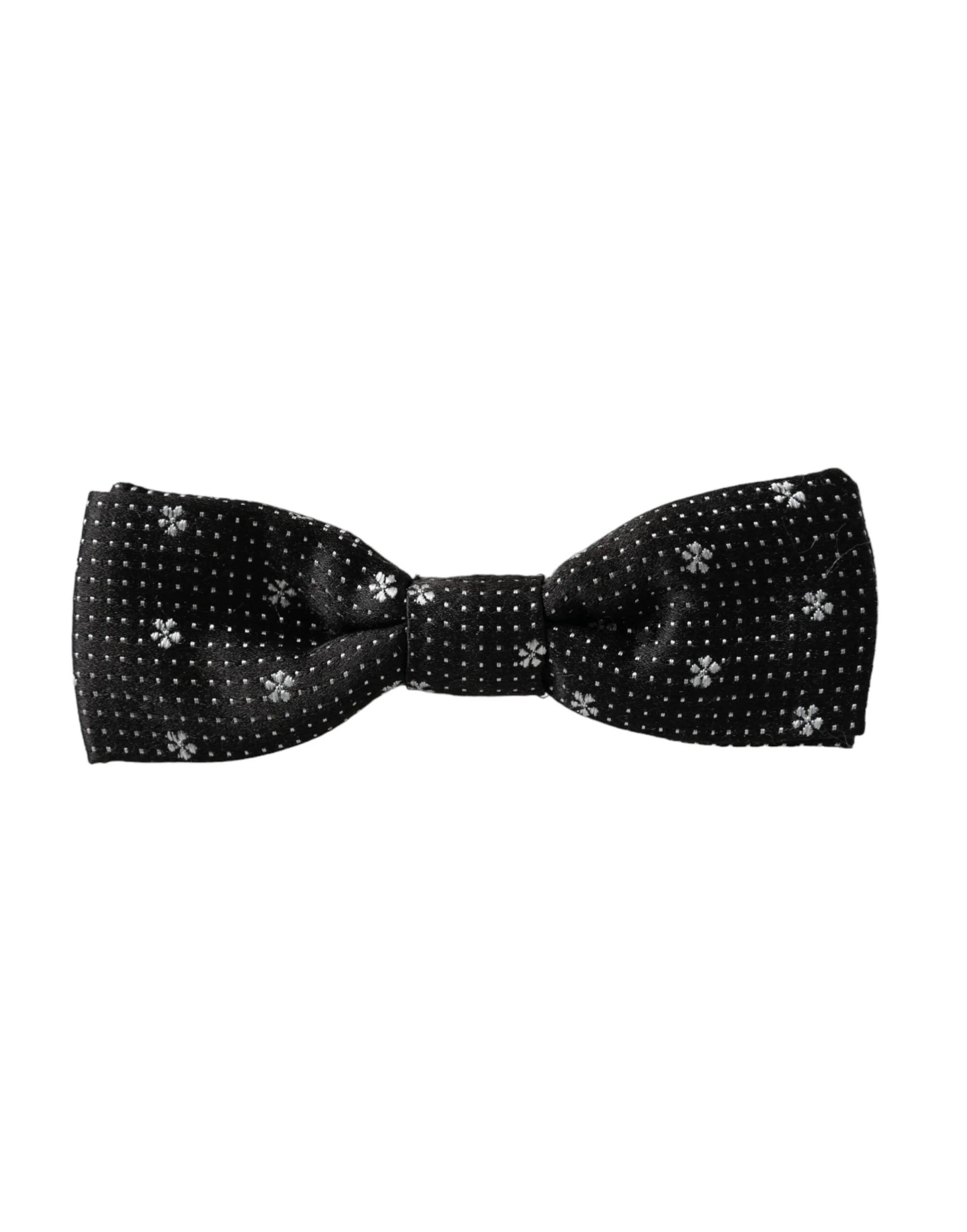Dolce & Gabbana Black Silk Floral Adjustable Neck Men Papillon Bow Tie - Neckties
