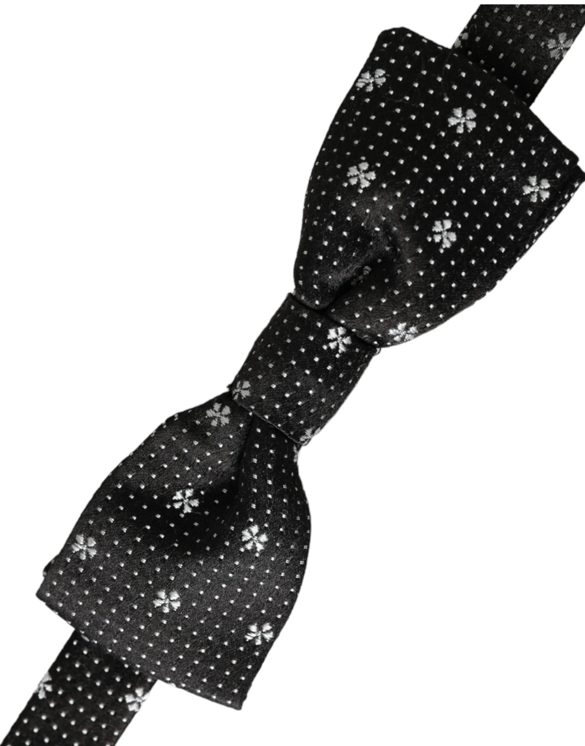 Dolce & Gabbana Black Silk Floral Adjustable Neck Men Papillon Bow Tie - Neckties