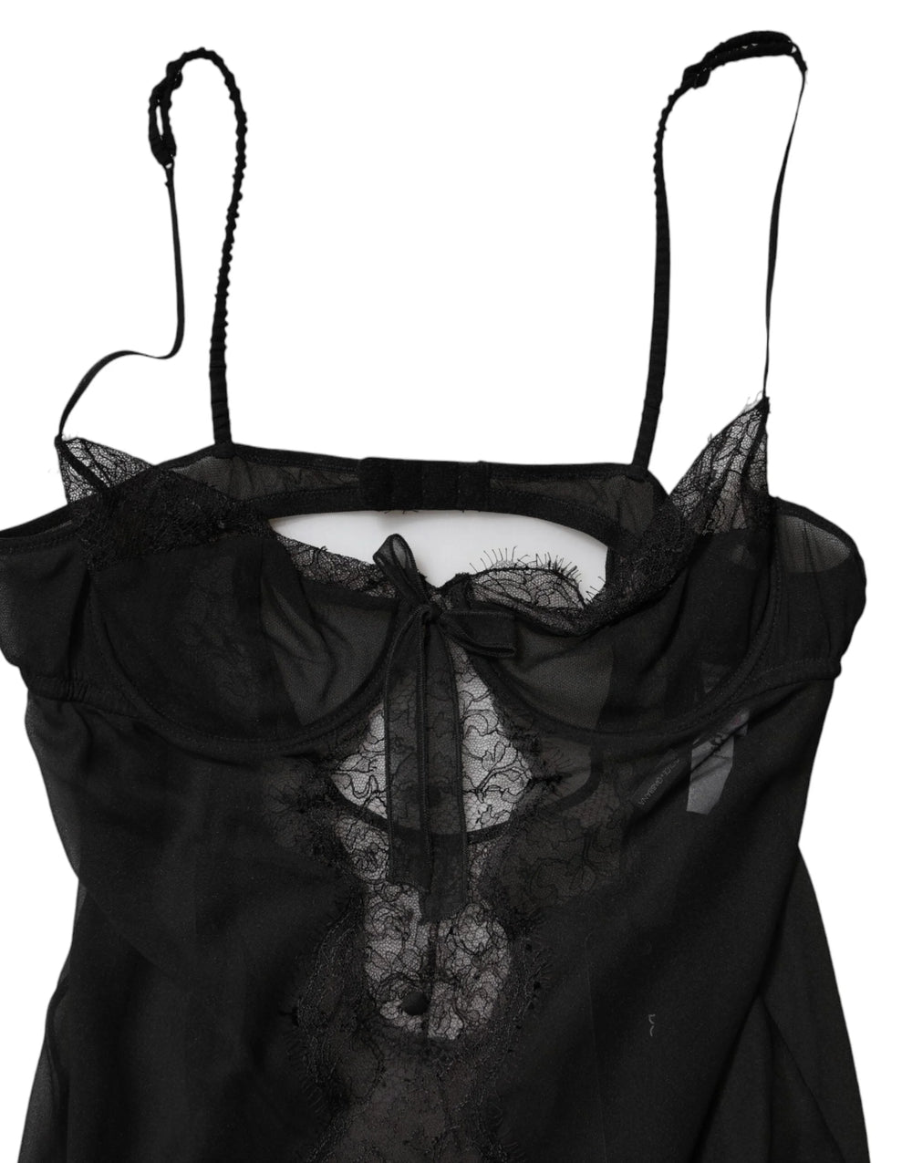 Dolce & Gabbana Black Silk Floral Lace Chemise Lingerie Top - IT2 | S
