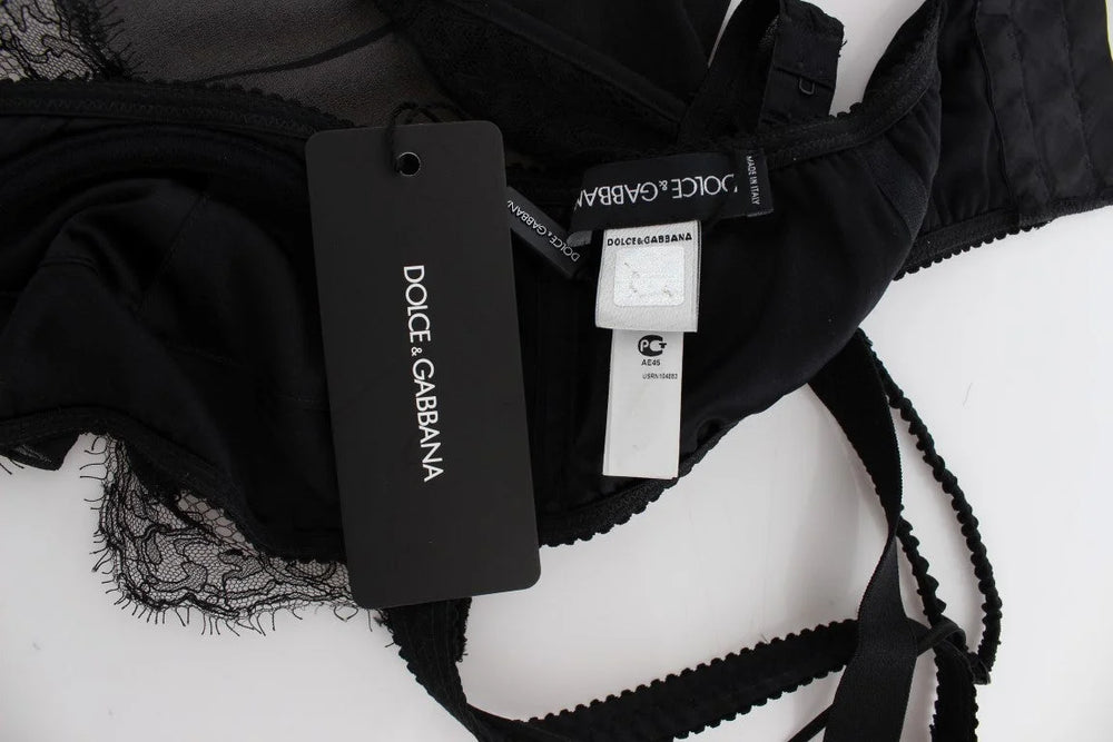 Dolce & Gabbana Black Silk Floral Lace Lingerie Top - IT2 | S - Women’s Underwear Slips