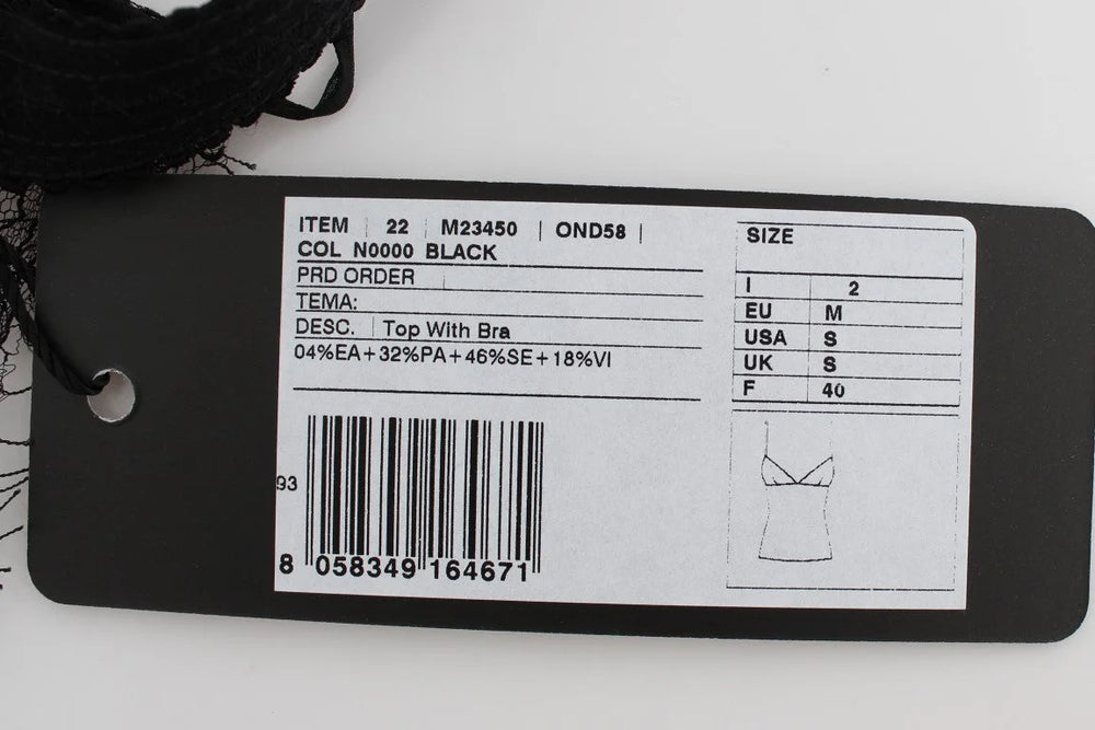 Dolce & Gabbana Black Silk Floral Lace Lingerie Top - IT2 | S - Women’s Underwear Slips