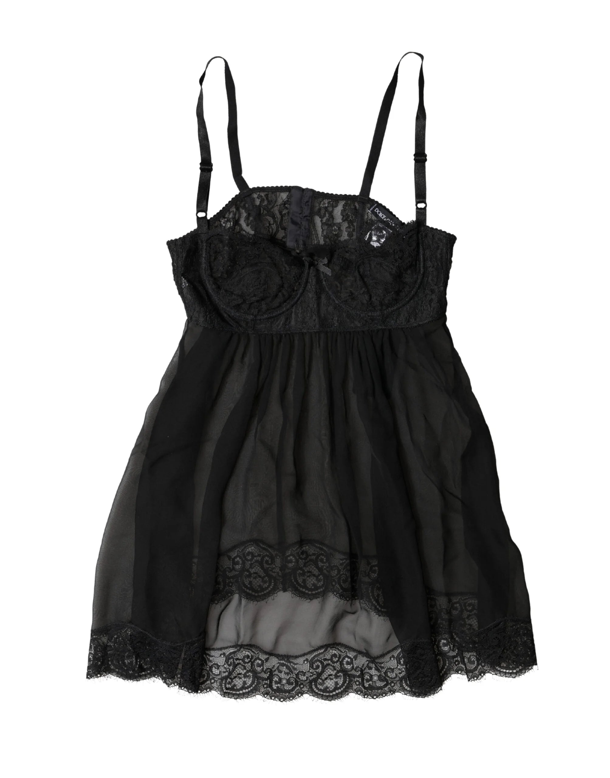 Dolce & Gabbana Black Silk Floral Lace Lingerie Top Underwear - IT2 | S