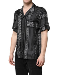Dolce & Gabbana Black Silk Floral Print Short Sleeves Shirt - Shirts