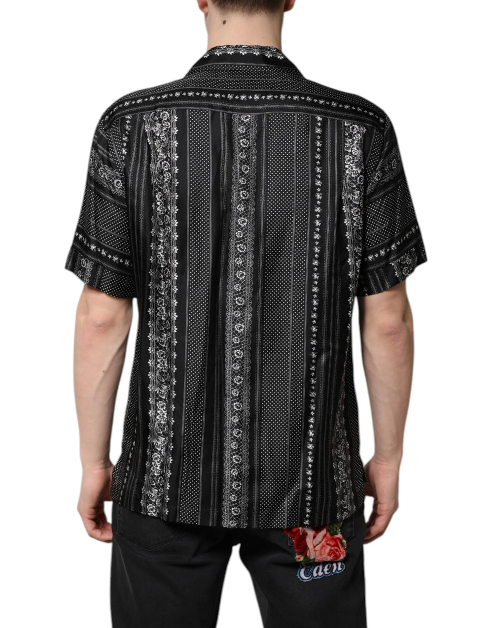 Dolce & Gabbana Black Silk Floral Print Short Sleeves Shirt - Shirts