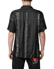 Dolce & Gabbana Black Silk Floral Print Short Sleeves Shirt - Shirts