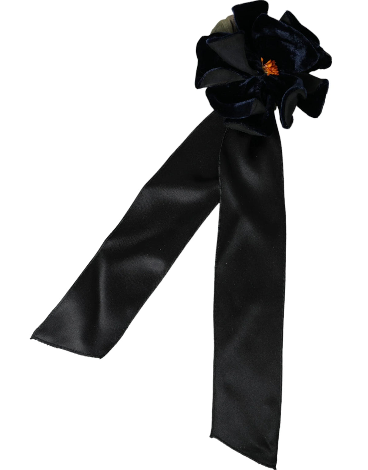 Dolce & Gabbana Black Silk Gold Brass Floral Hair Pin Brooch - Brooches & Lapel Pins