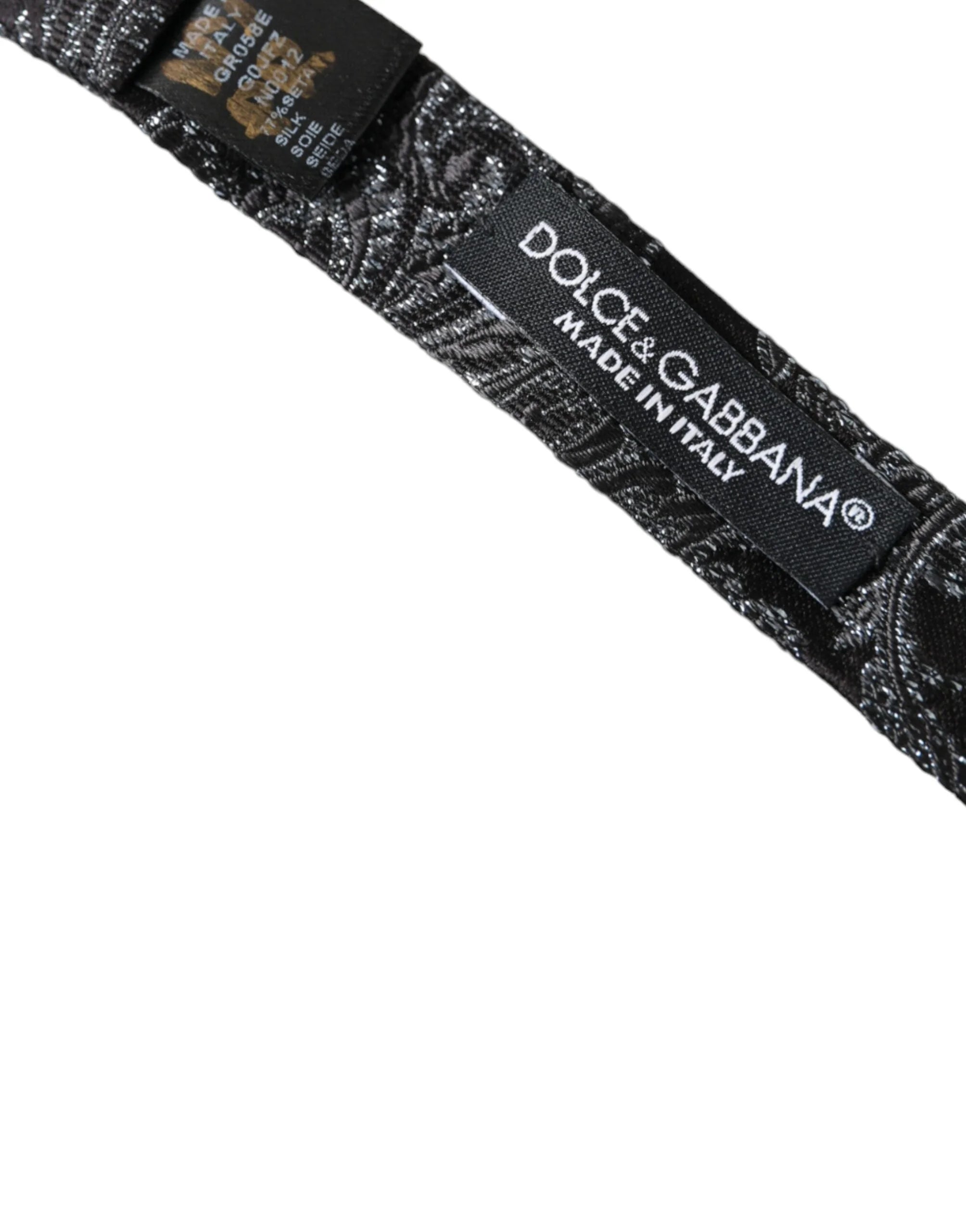 Dolce & Gabbana Black Silk Jacquard Adjustable Neck Men Bow Tie - Neckties