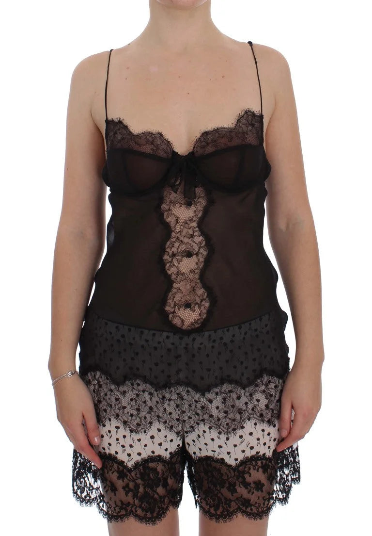 Dolce & Gabbana Black Silk Lace Babydoll Lingerie Top - Women’s Underwear Slips