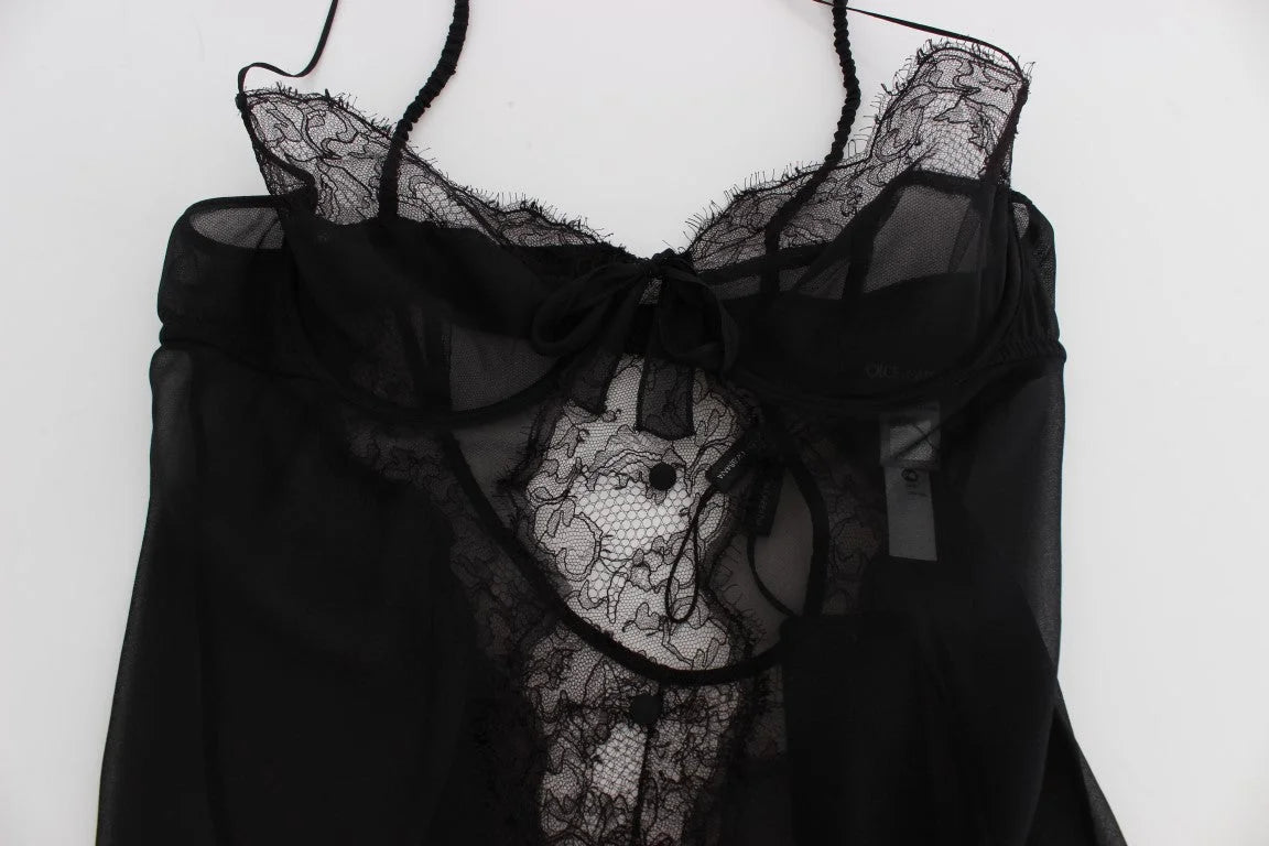 Dolce & Gabbana Black Silk Lace Babydoll Lingerie Top - Women’s Underwear Slips
