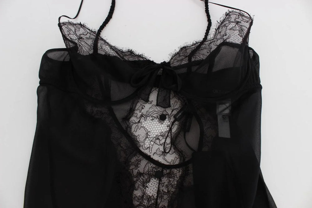 Dolce & Gabbana Black Silk Lace Babydoll Lingerie Top - Women’s Underwear Slips