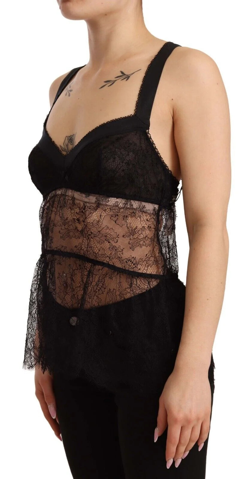 Dolce & Gabbana Black Silk Lace Babydoll Nylon Lingerie Top - IT2 | S - Women’s Underwear Slips