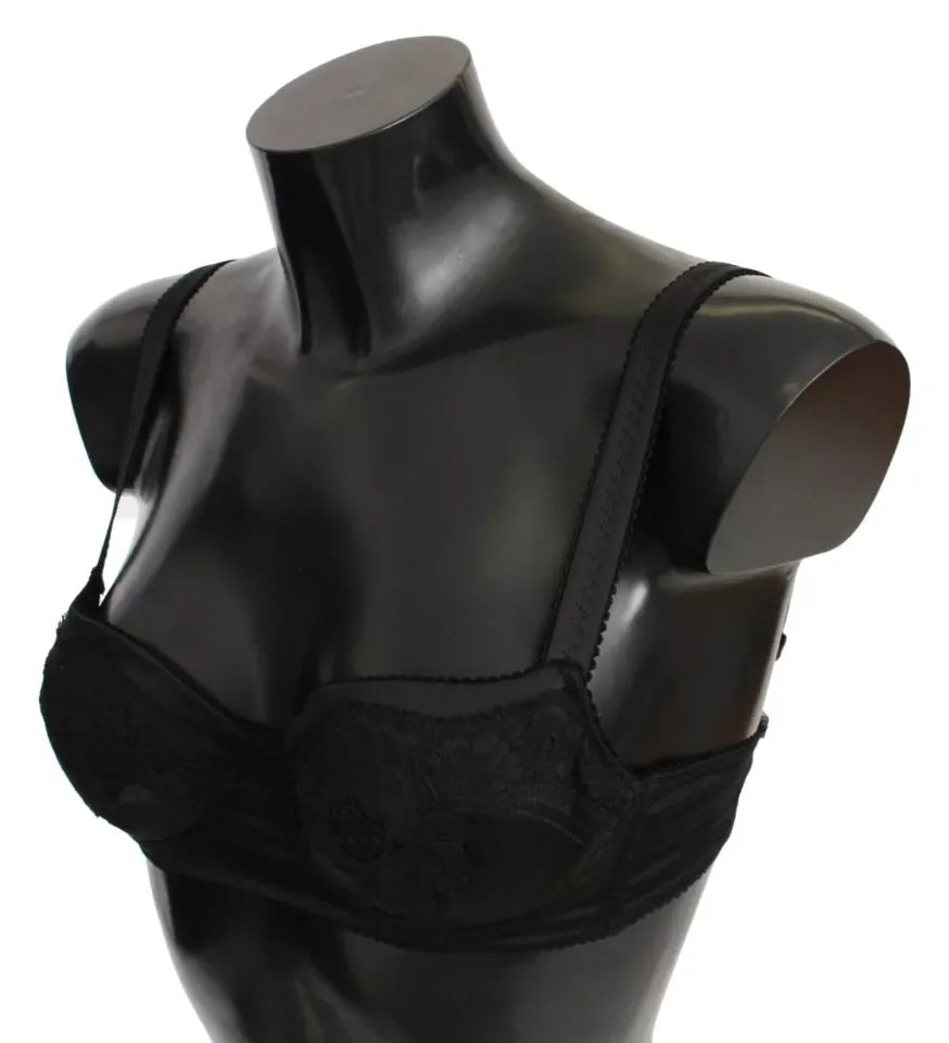 Dolce & Gabbana Black Silk Lace Balconcino Bra Underwear - IT1 | XS