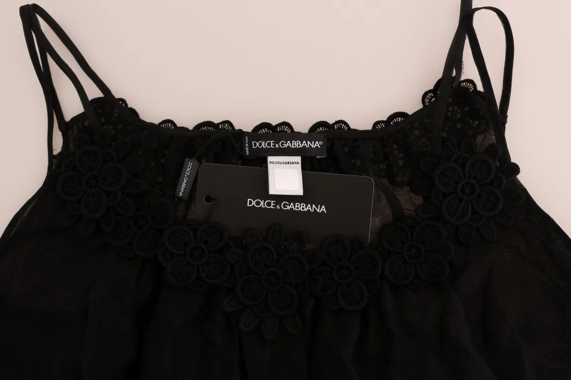 Dolce & Gabbana Black Silk Lace Chemise Dress - IT1 | XS - Women’s Underwear Slips
