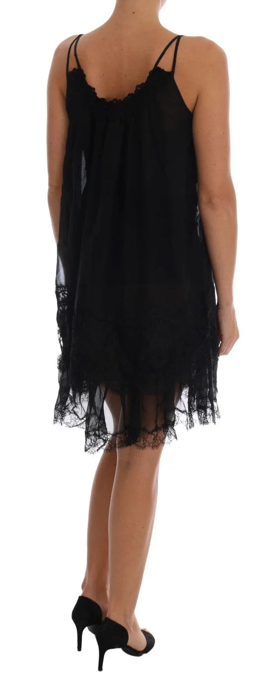 Dolce & Gabbana Black Silk Lace Chemise Dress - IT1 | XS - Women’s Underwear Slips