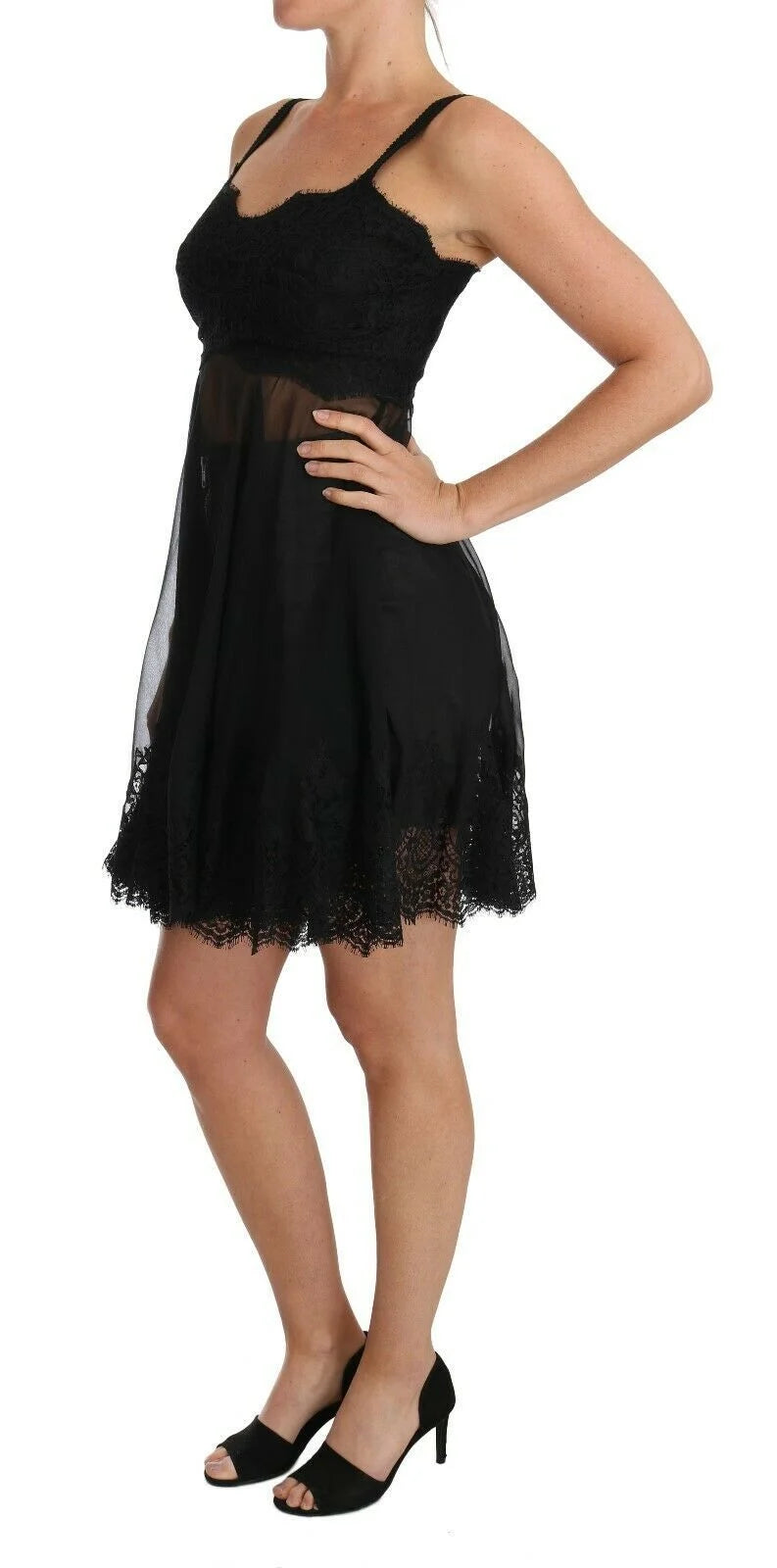 Dolce & Gabbana Black Silk Lace Dress Chemise Lingerie - IT1 | XS - Nightgowns