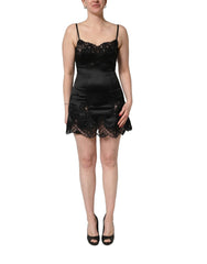 Dolce & Gabbana Black Silk Lace Lingerie Short Chemise Sleepwear - IT2 | S