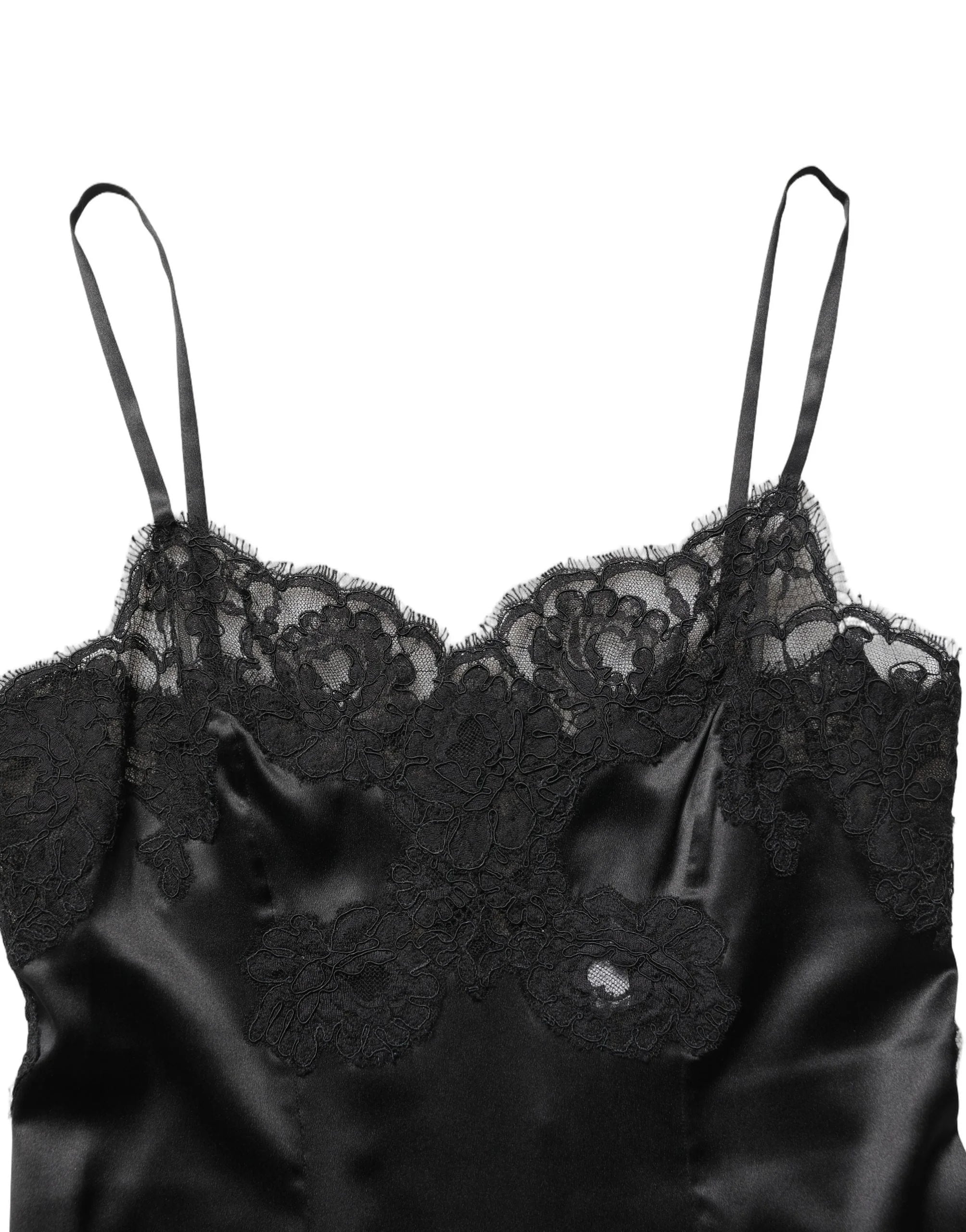 Dolce & Gabbana Black Silk Lace Lingerie Short Chemise Sleepwear - IT2 | S