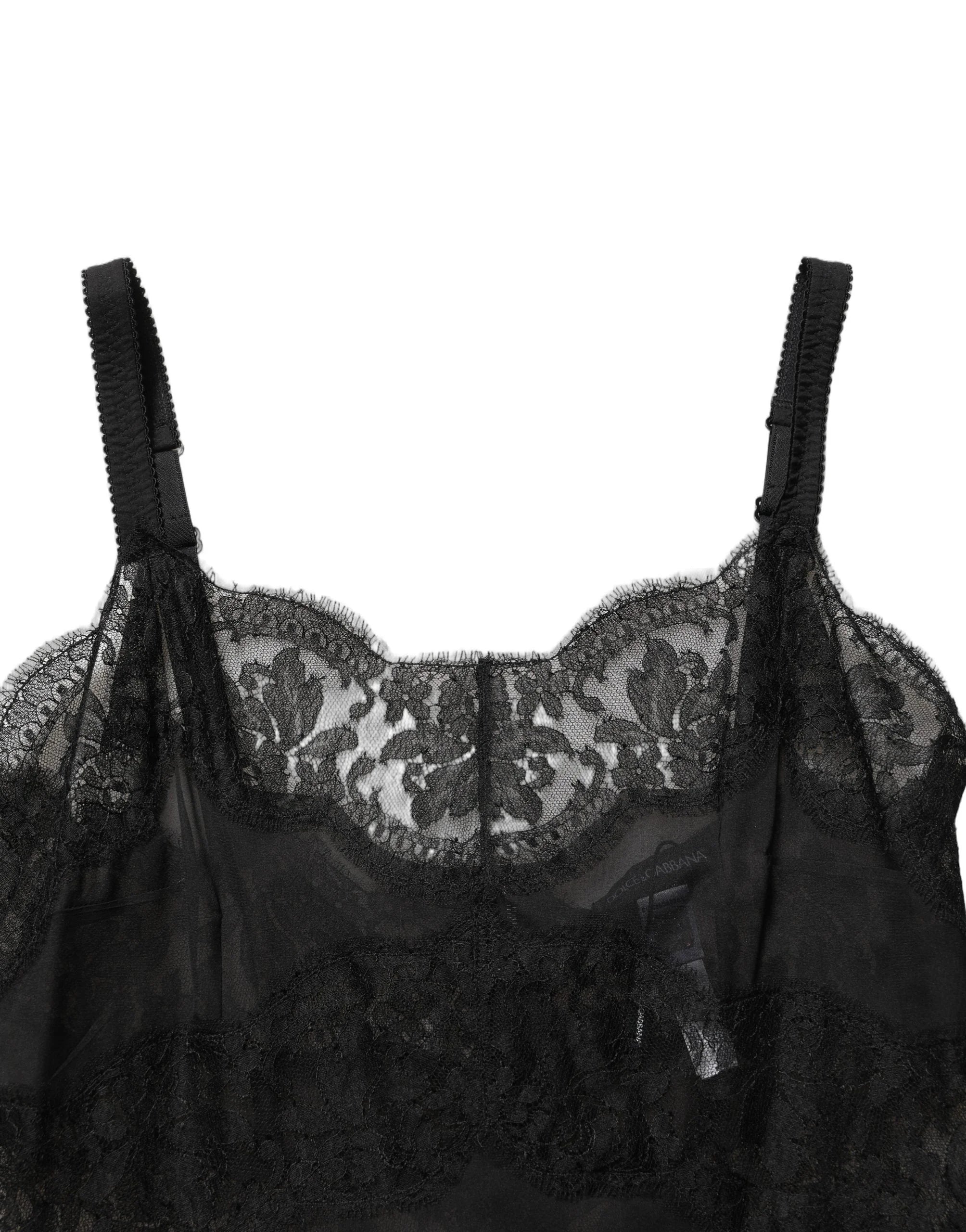 Dolce & Gabbana Black Silk Lace Slip Lingerie Chemise Sleepwear - IT3 | M
