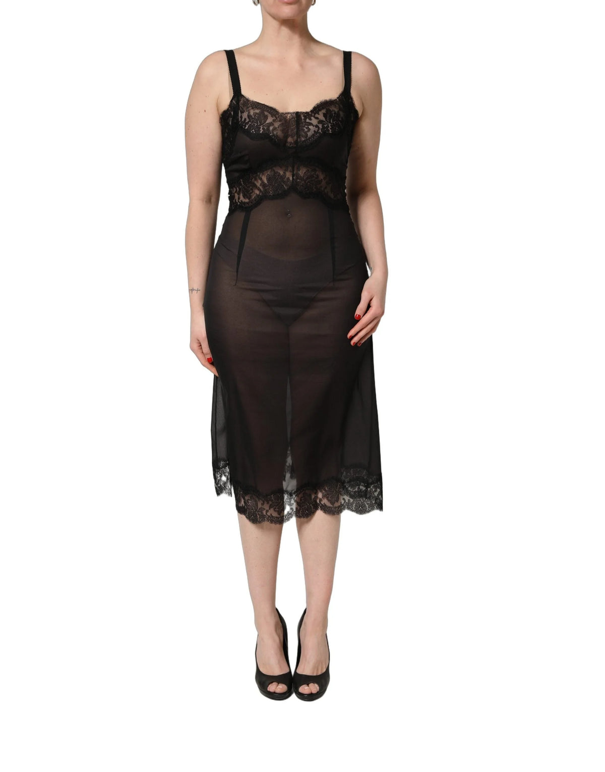 Dolce & Gabbana Black Silk Lace Slip Lingerie Chemise Sleepwear - IT3 | M