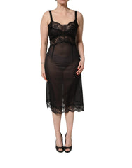 Dolce & Gabbana Black Silk Lace Slip Lingerie Chemise Sleepwear - IT3 | M