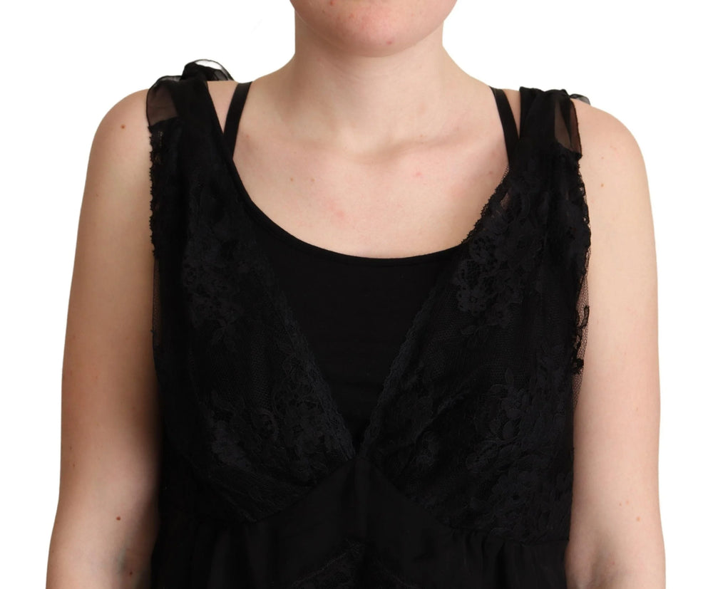 Dolce & Gabbana Black Silk Lace Trim Camisole Tank Top - IT46|XL - Tank Tops