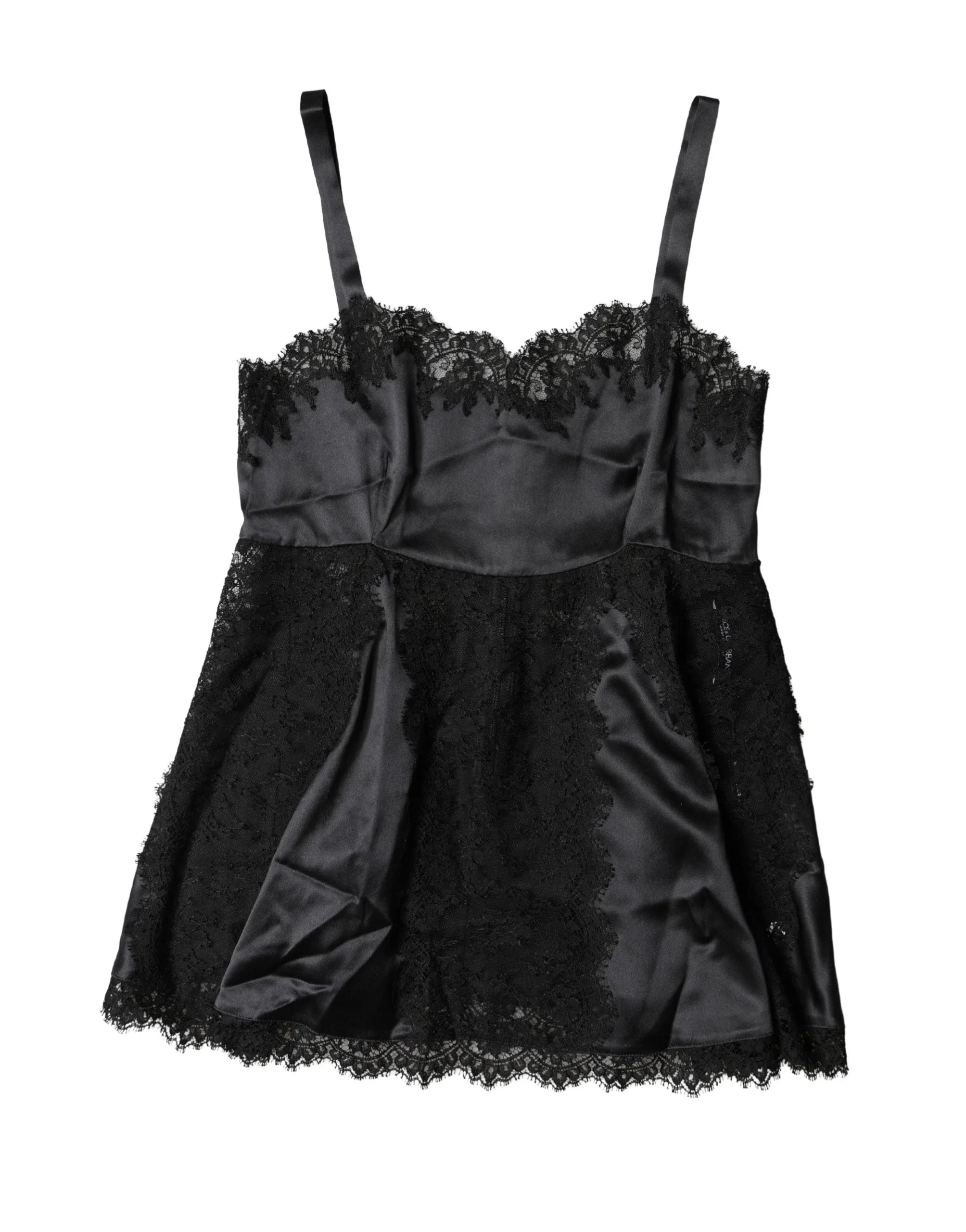 Dolce & Gabbana Black Silk Lace Trim Lingerie Top Underwear - IT2 | S