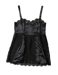 Dolce & Gabbana Black Silk Lace Trim Lingerie Top Underwear - IT2 | S