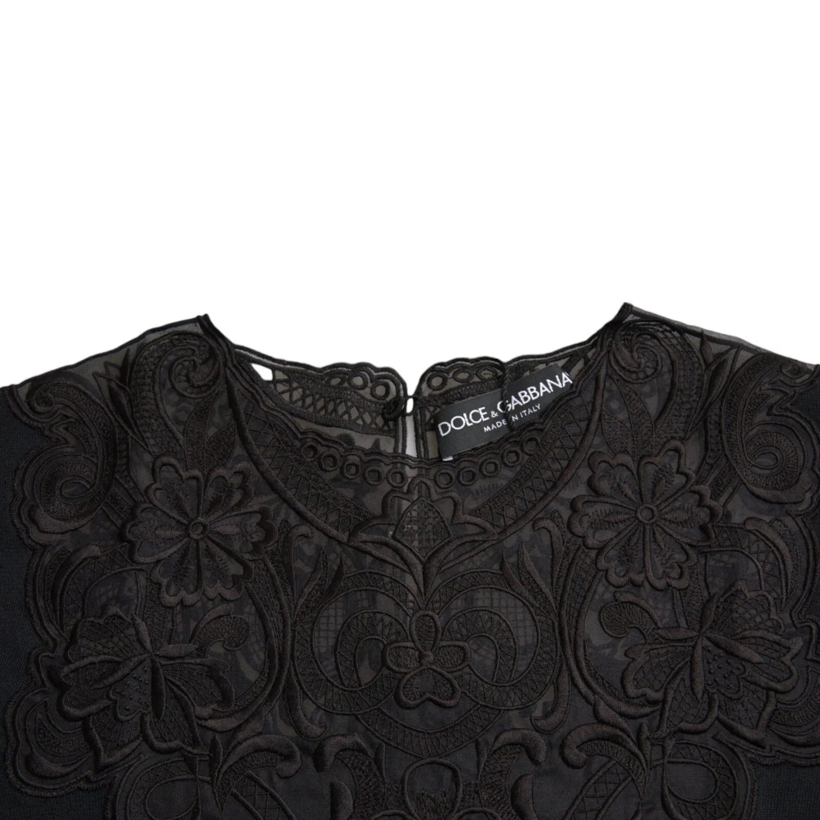 Dolce & Gabbana Black Silk Lace Trim Long Sleeves Blouse Top - IT40|S - Blouses