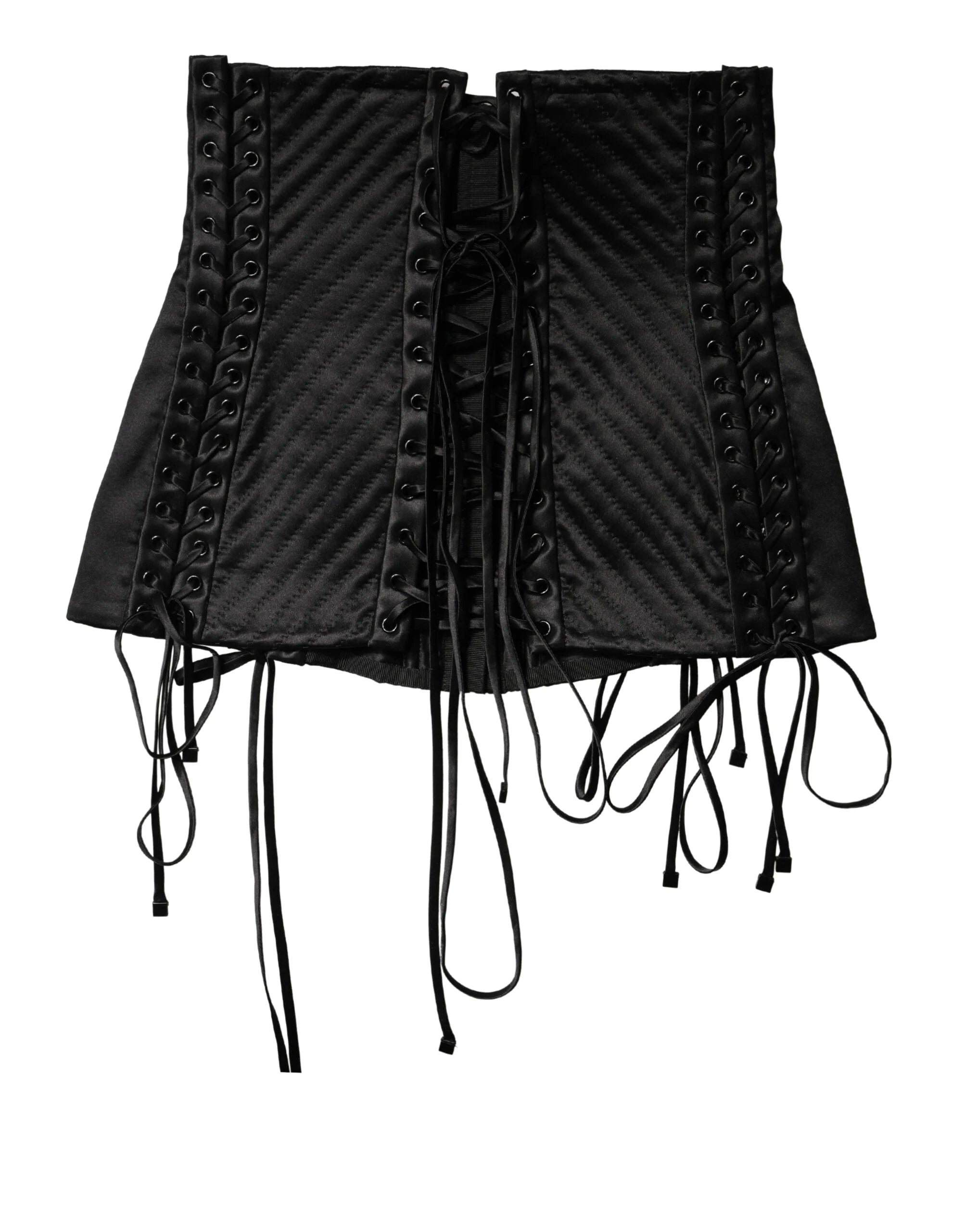 Dolce & Gabbana Black Silk Lace-Up Waist Cincher Corset Top - IT40|S