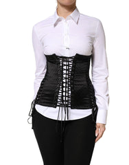 Dolce & Gabbana Black Silk Lace-Up Waist Cincher Corset Top - IT40|S